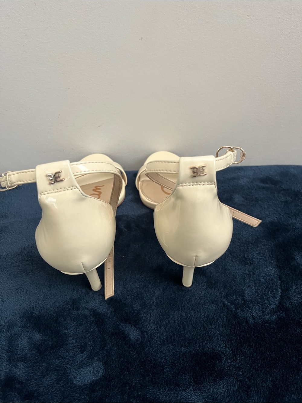 Sam Edelman Cream Ankle-Strap Heels - Picture 3 of 6